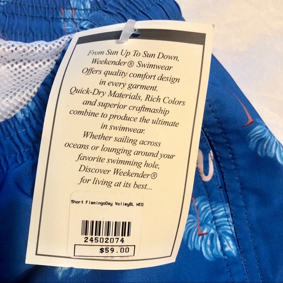 NWT Weekender Mens Pink Flamingo Print Swim Trunks - Picture 2 of 4